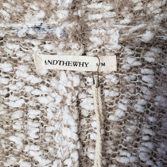 Beige-Taupe Fuzzy Knit Open Front Draped Cocoon Cardigan - Picture 9 of 15